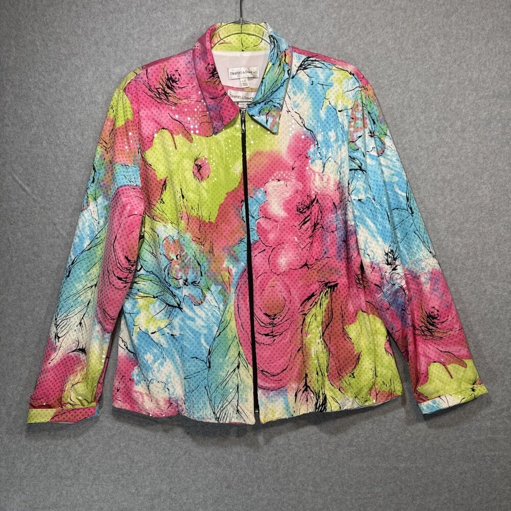 Draper's & Damon's Womens Multicolor Jacket Floral; With Matching Tank; Size L